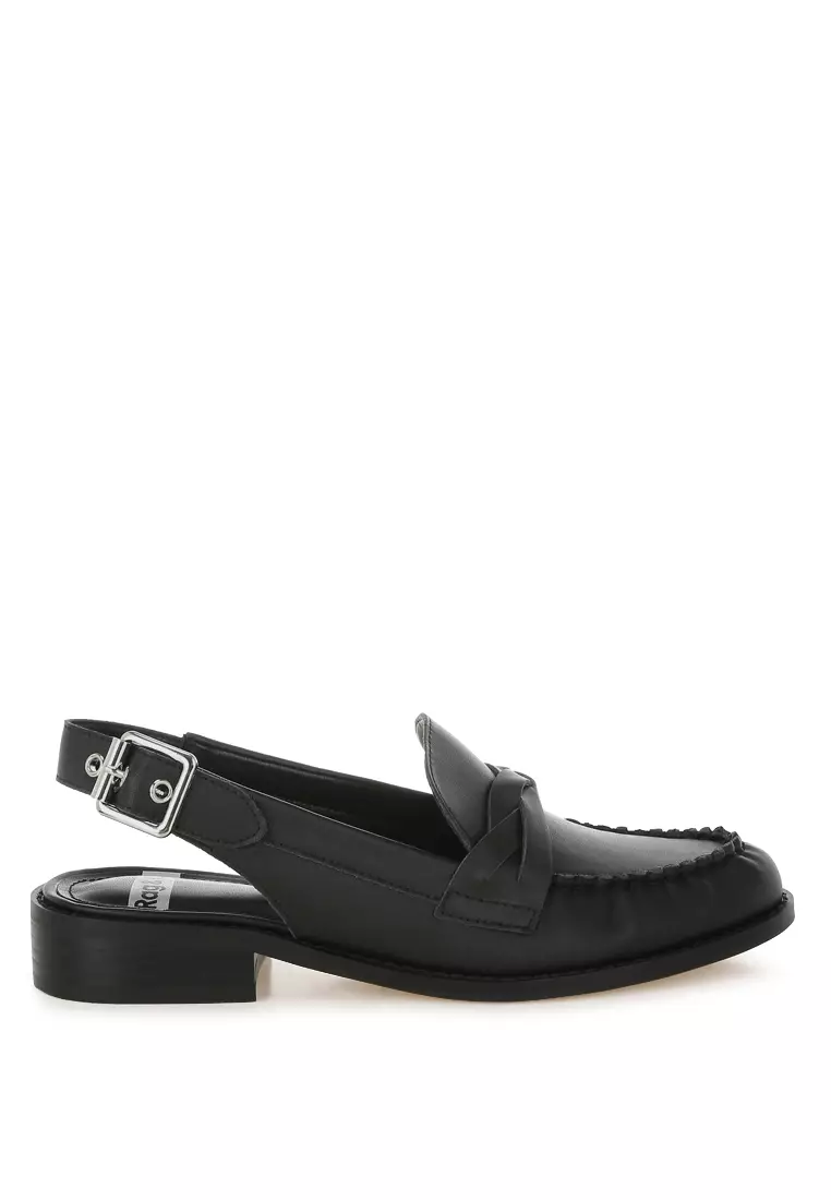 Discount on Rag & CO.  shoes - SKU: Black Genuine Leather Loafer Sandals