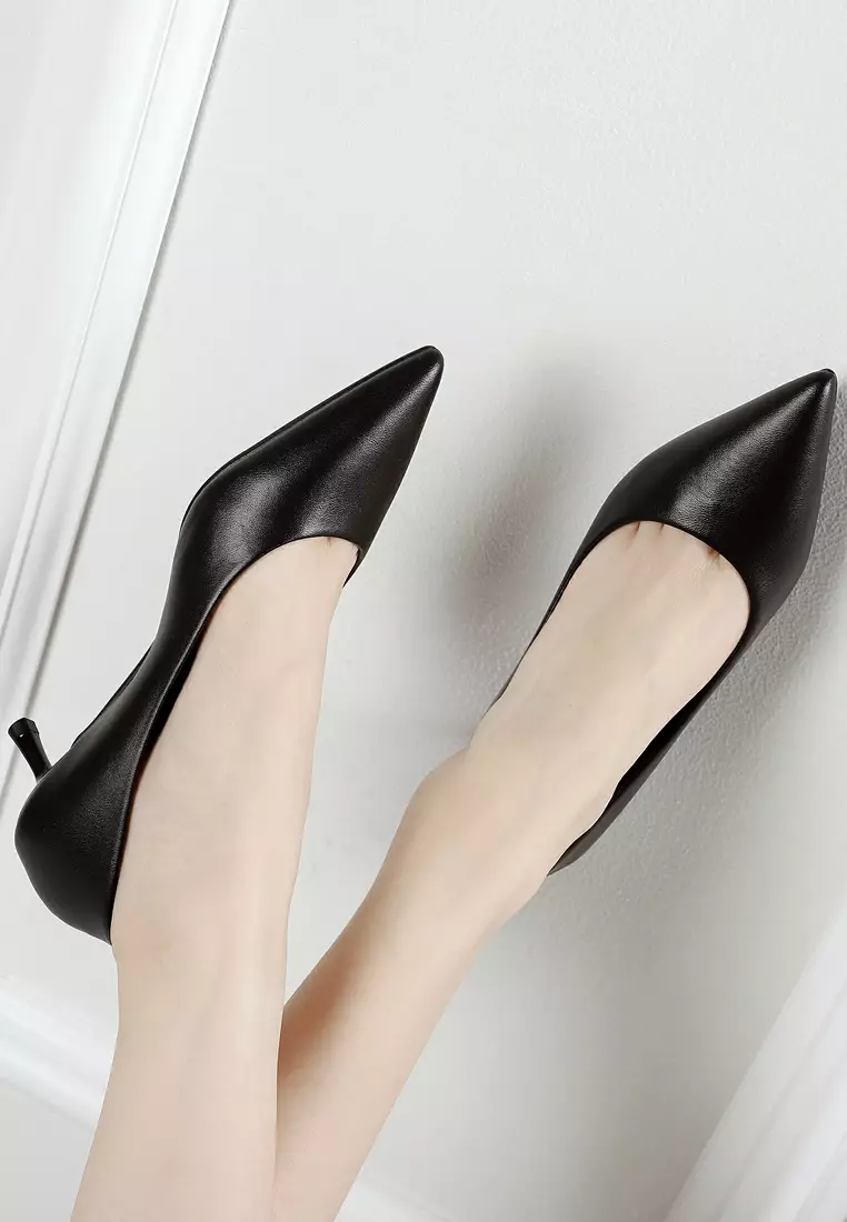 4.5CM Microfiber Leather Pointy Pumps 2045-2