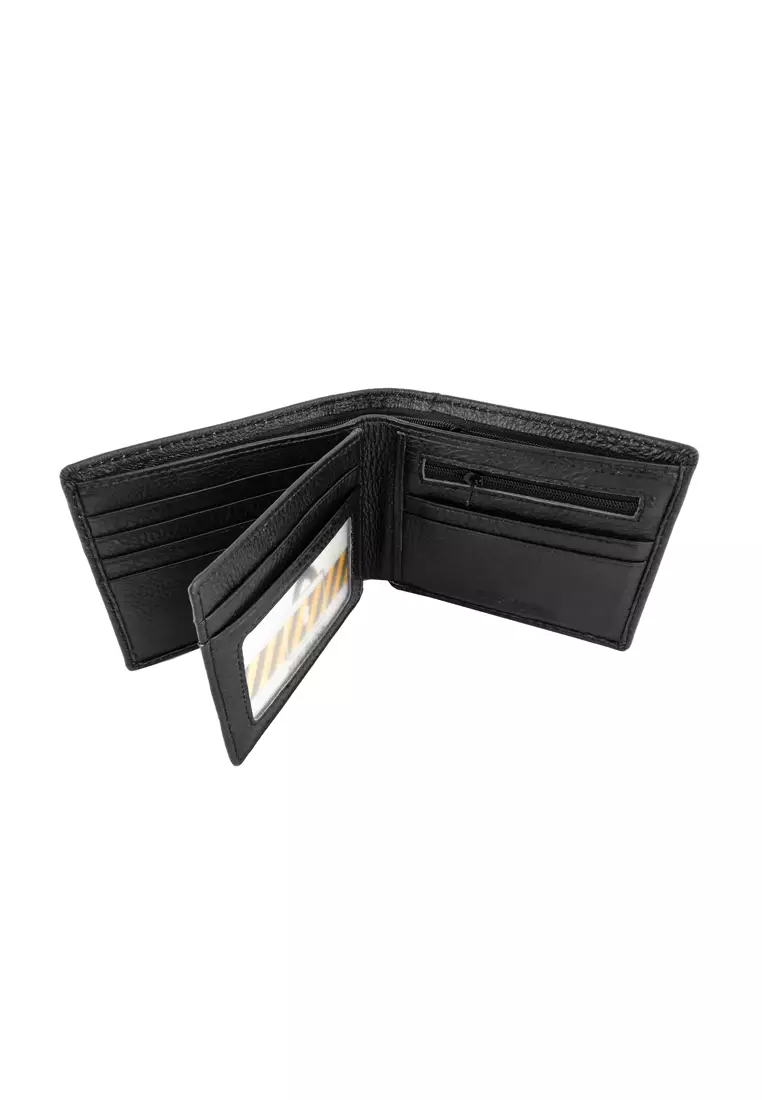 Men's RFID Bi Fold Genuine Leather Center Flap Short Wallet With Coin Compartment