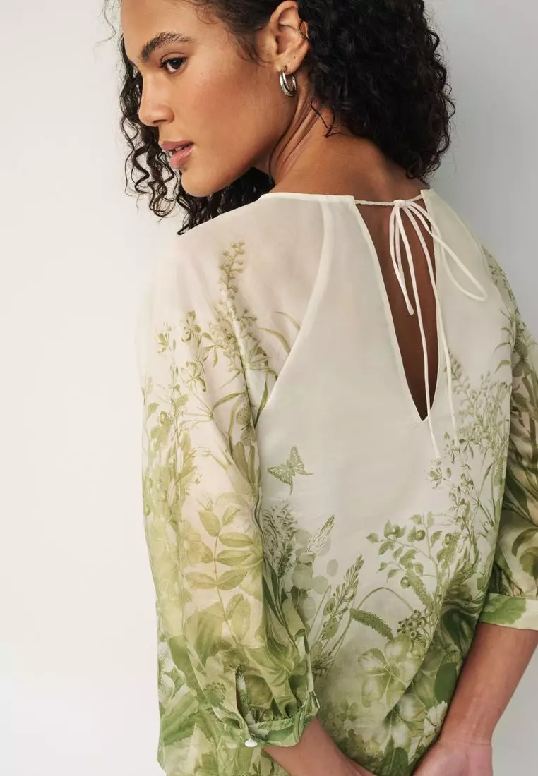 Buy NEXT Sheer Puff Sleeve Blouse 2024 Online | ZALORA