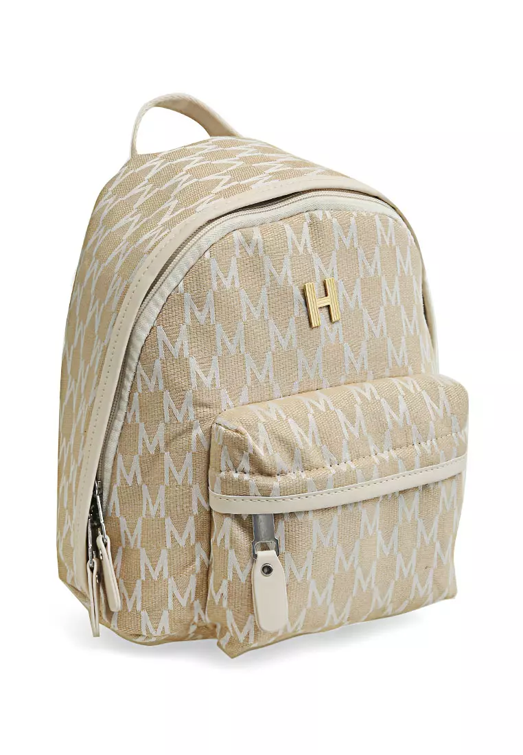 Cellyn Tas Ransel Mini Wanita Motif Batik Large Compartment Material Leather ORIGINAL - Beige