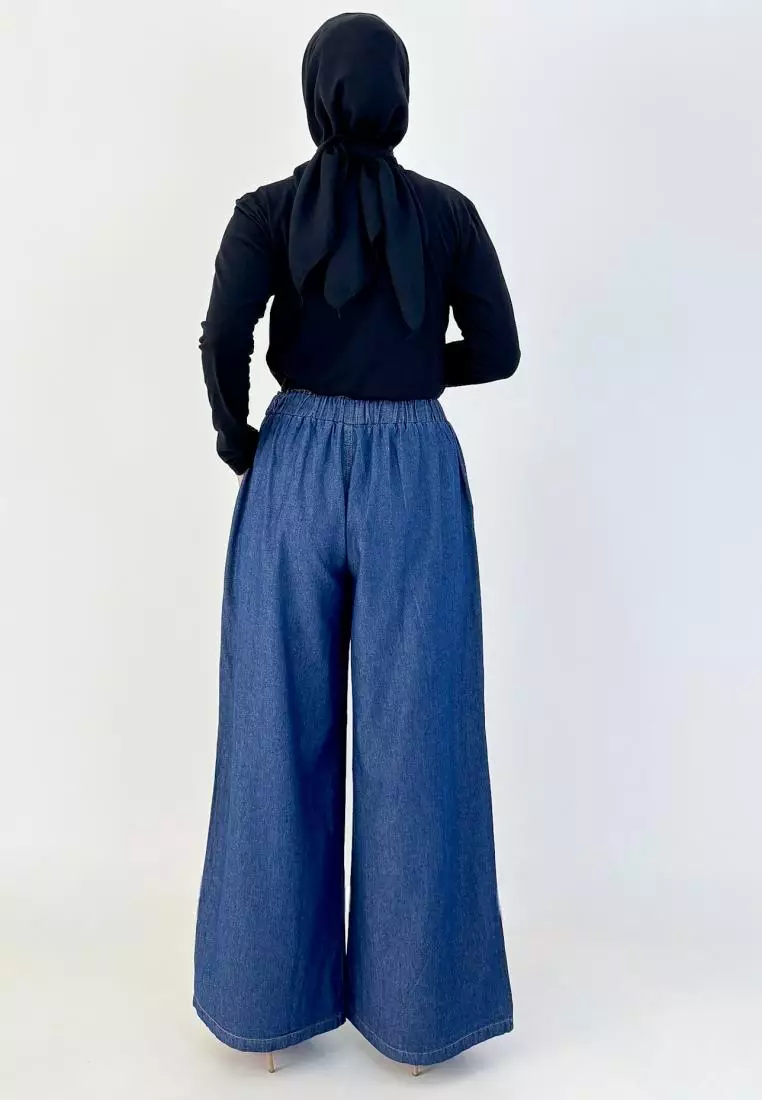 Wella Palazzo (Celana Panjang Bawah Lebar) Panjang 106 cm Biru Tua