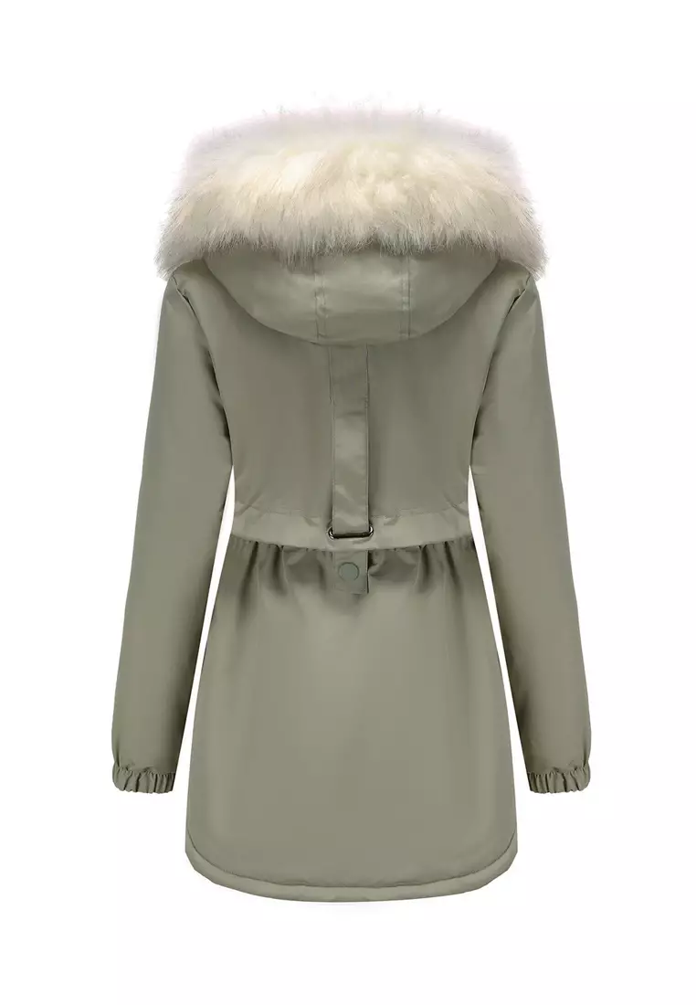 Detachable Faux Fur Collar Hooded Coat AD82031