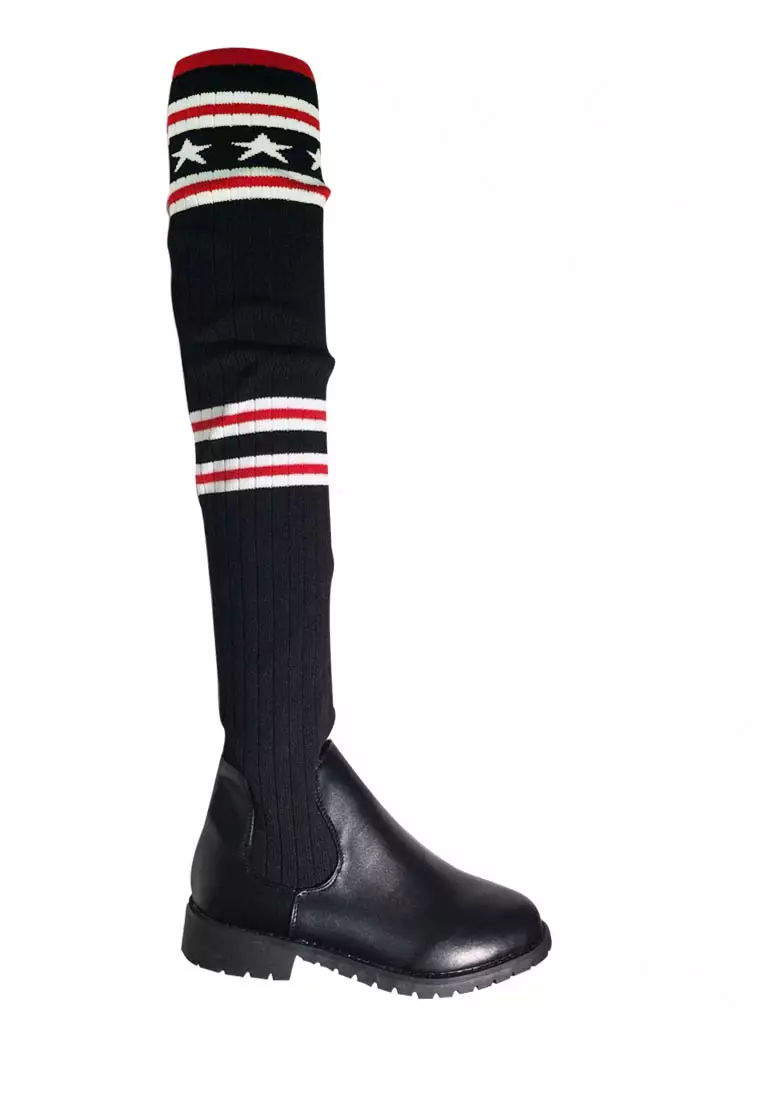 Discount on Twenty Eight Shoes  shoes - SKU: Knitted Star Patterns Long Thigh High Boots Vb8898