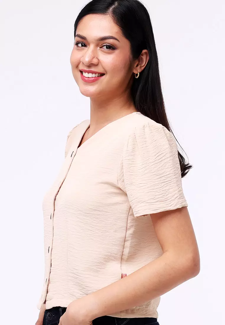 Short Sleeves V-Neck Blouse