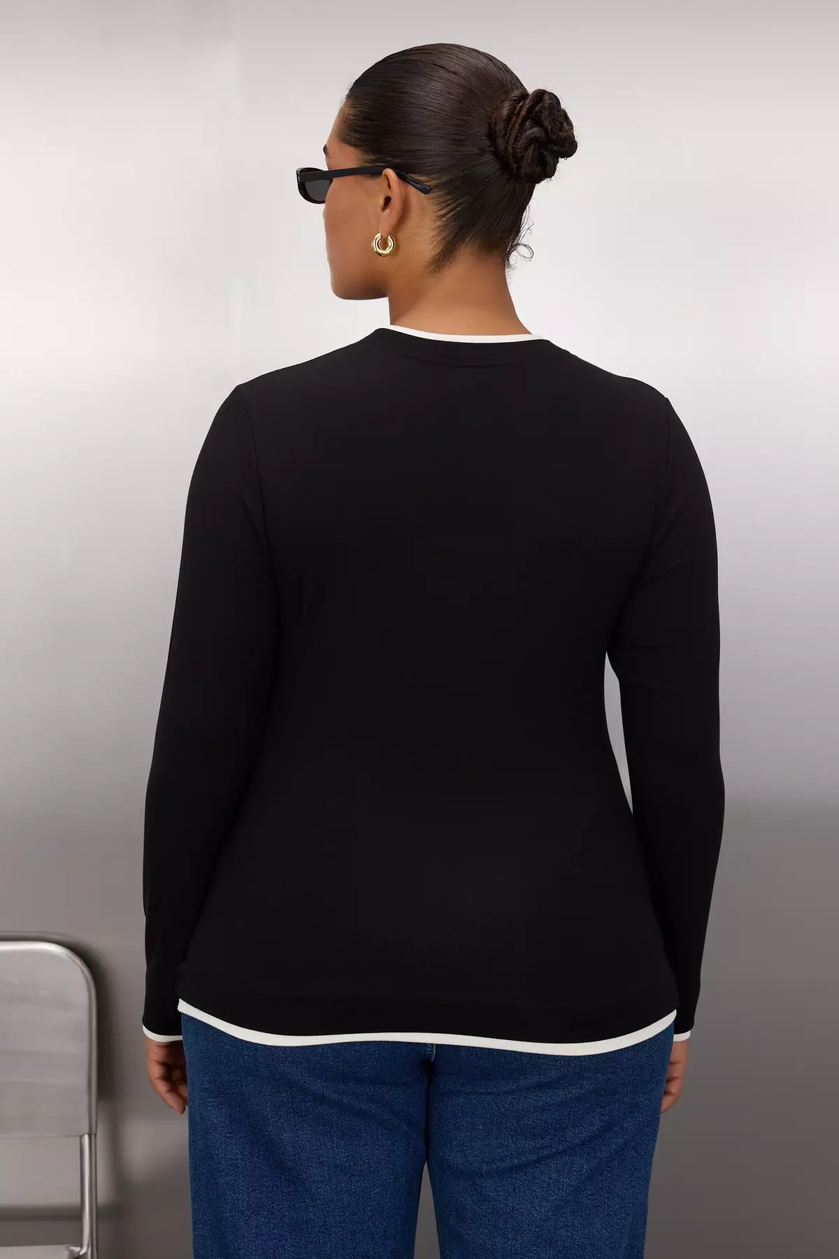 Black Color Block Fitted/Body-Smoothing Viscose/Soft Fabric Flexible