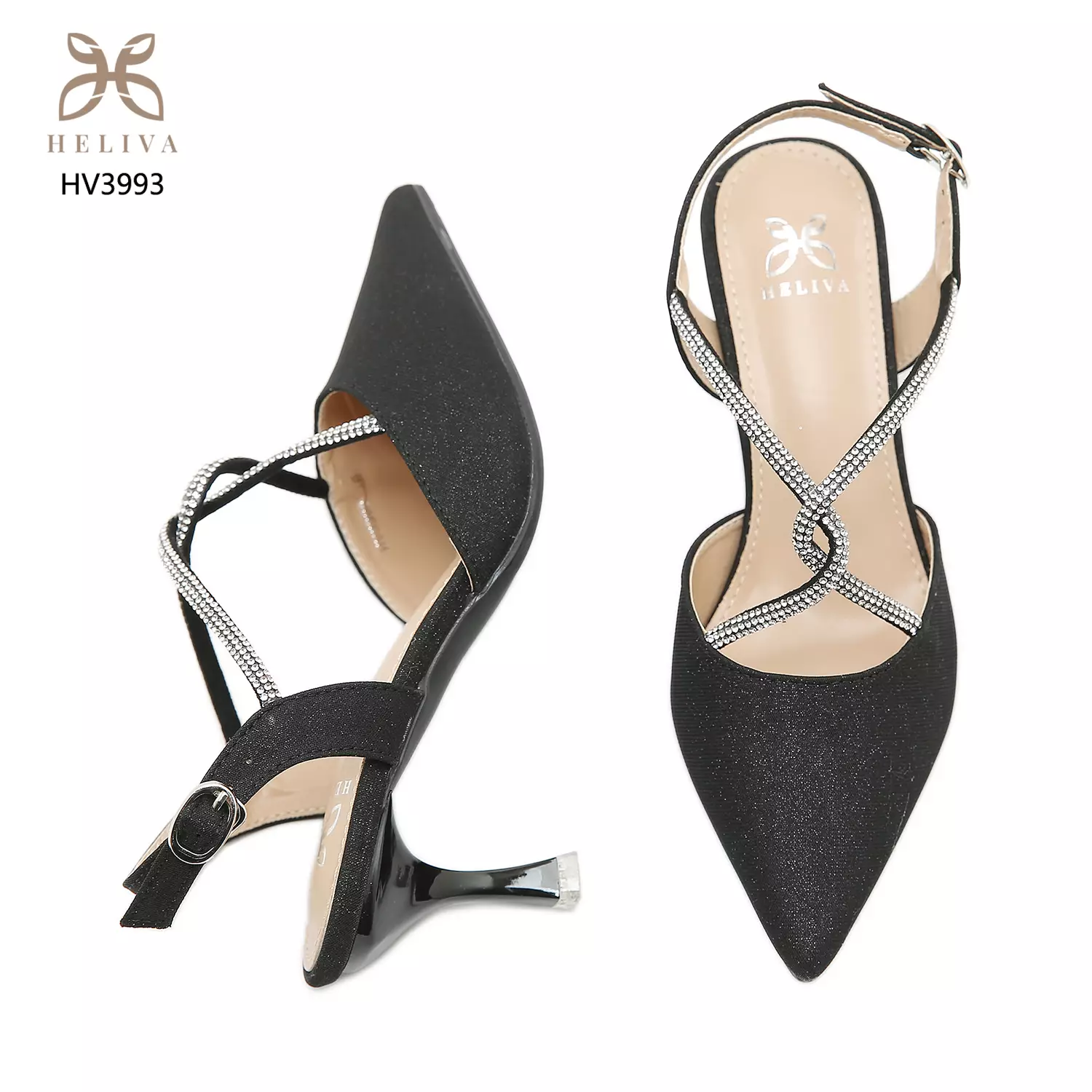 Heliva Kimberly High Heels Glitter Strap Rhinestone Sol 6.5cm HV3993