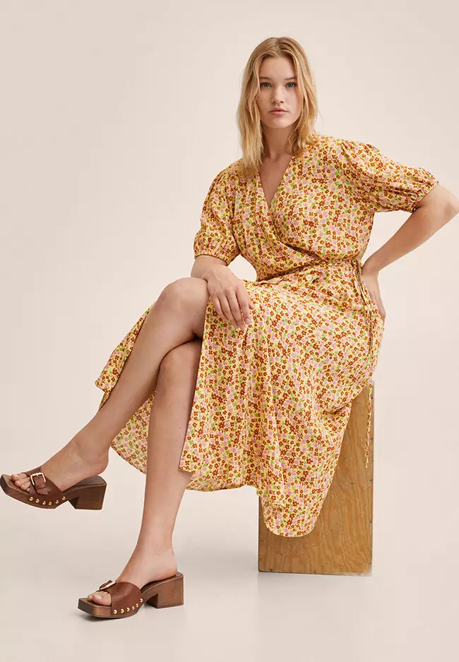 Printed Dress With Balloon Sleeves