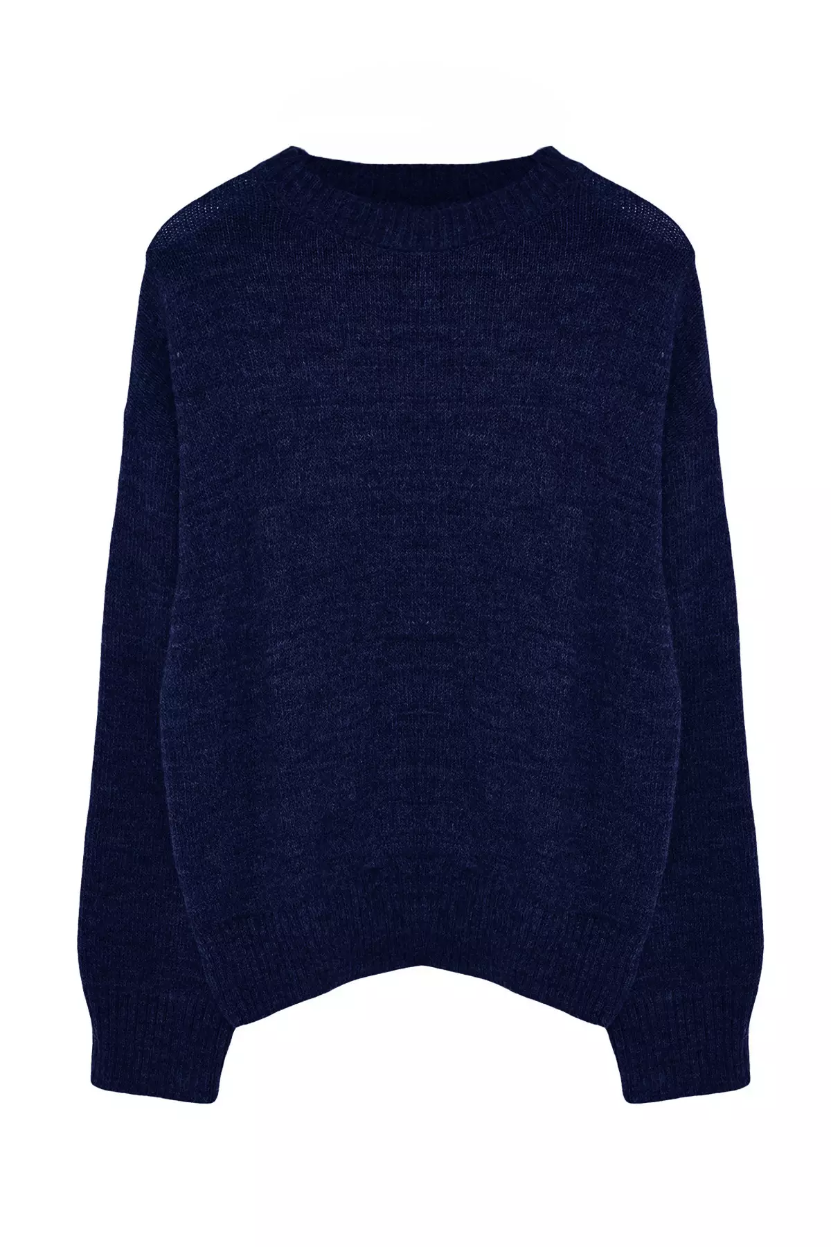 Navy Blue Wide Fit Soft Textured Knitwear Sweater