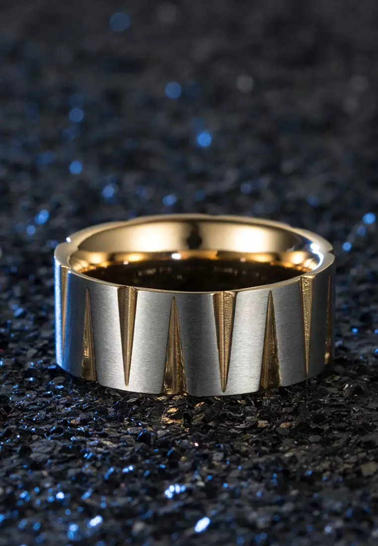 Color Matching Cone Design Brushed Finish Titanium Steel Ring JW QF-JZ216