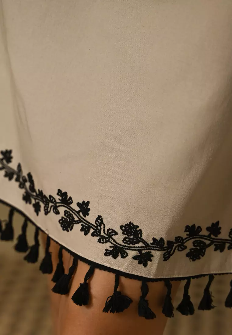 亚麻无袖迷你连衣裙