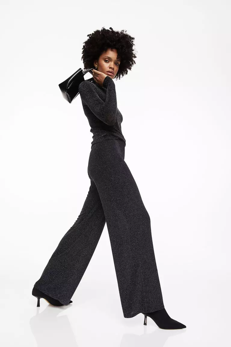 H&m wide 2025 jersey trousers