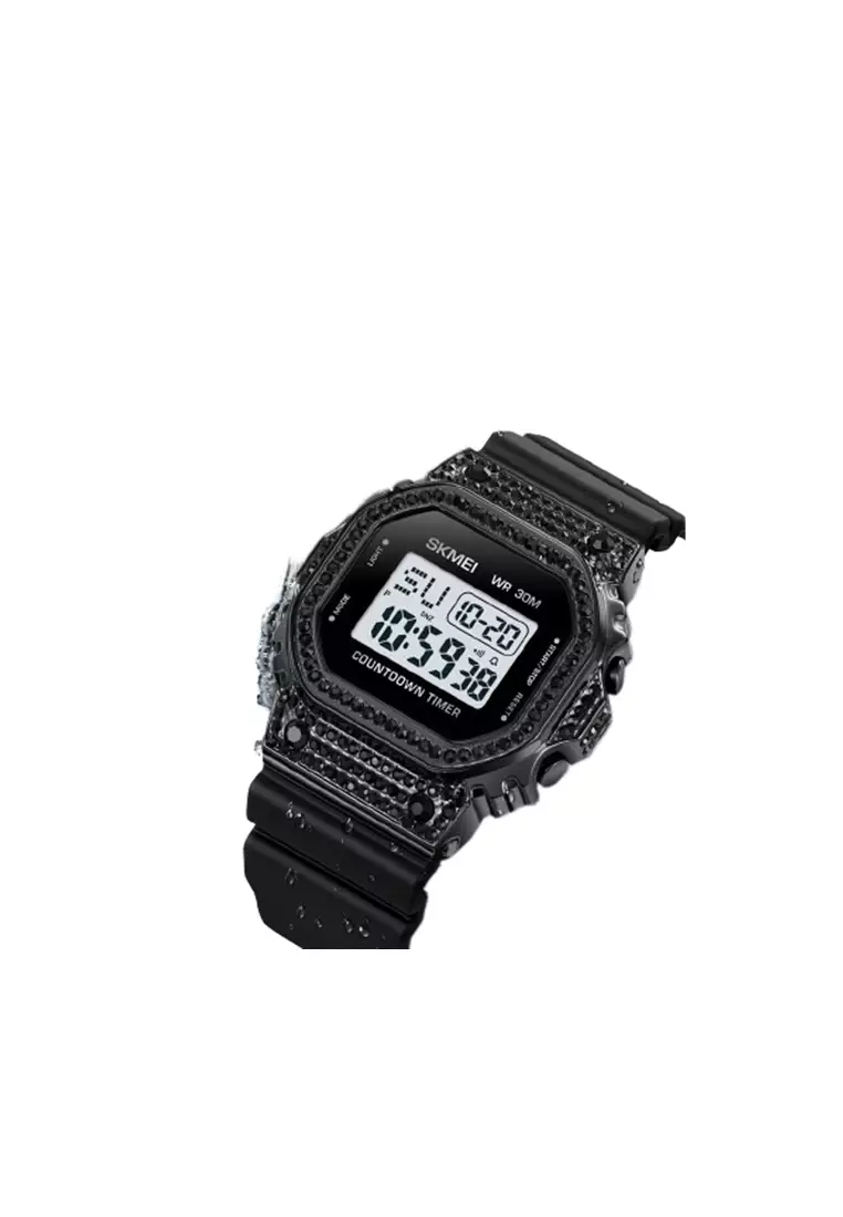SKMEI Jam Tangan Wanita Digital Retro Luxury Alarm Waterproof 30M - 2000 - Black