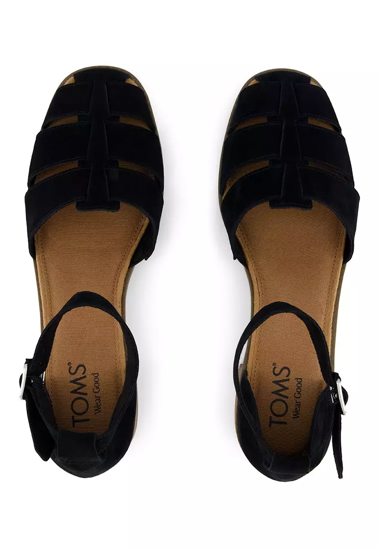 TOMS Women Jaclyn Fisherman Black Kid Suede Heels