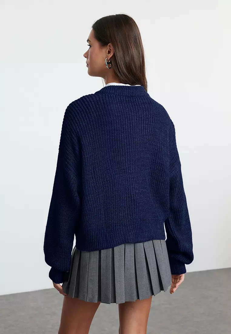 Bomber Collar Knitwear Cardigan