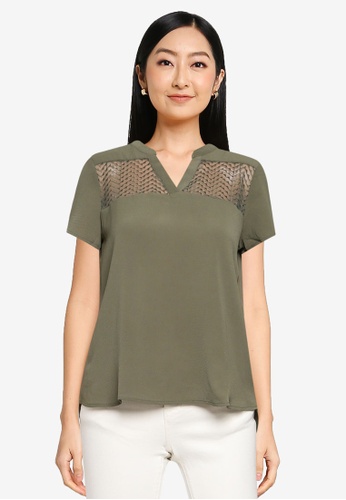 ONLY green Versa Short Sleeve Lace Top B4C63AA3EFC128GS_1