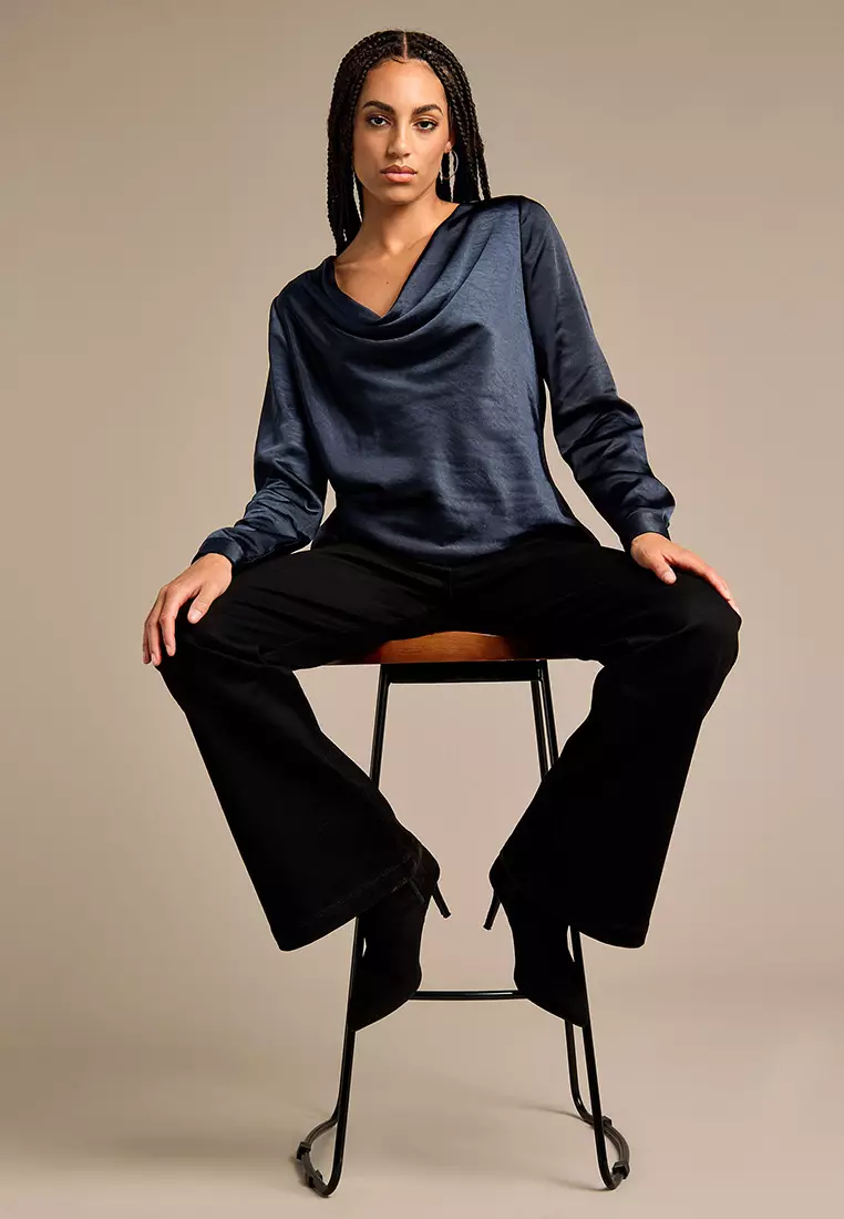 Scarlet Satin Cowl Neck Top