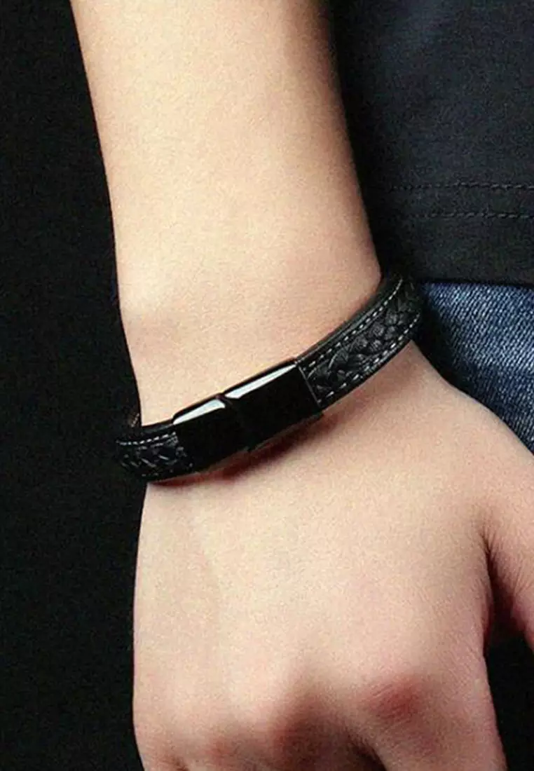 Mens genuine hotsell leather bracelet