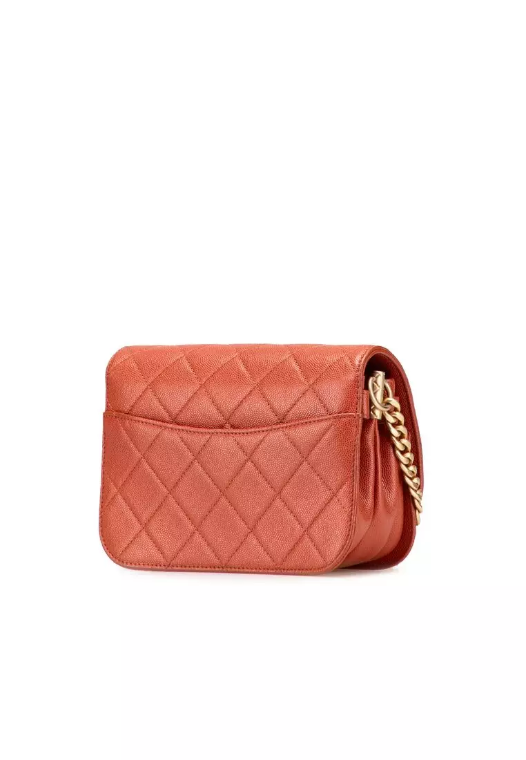 Pre-Loved Chanel Mini Cc Quilted Caviar Messenger Single Flap