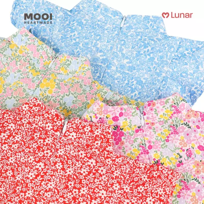 Mooi Dress Anak Perempuan Lunar Collection Daisy Cheongsam Dress - Sky Blue