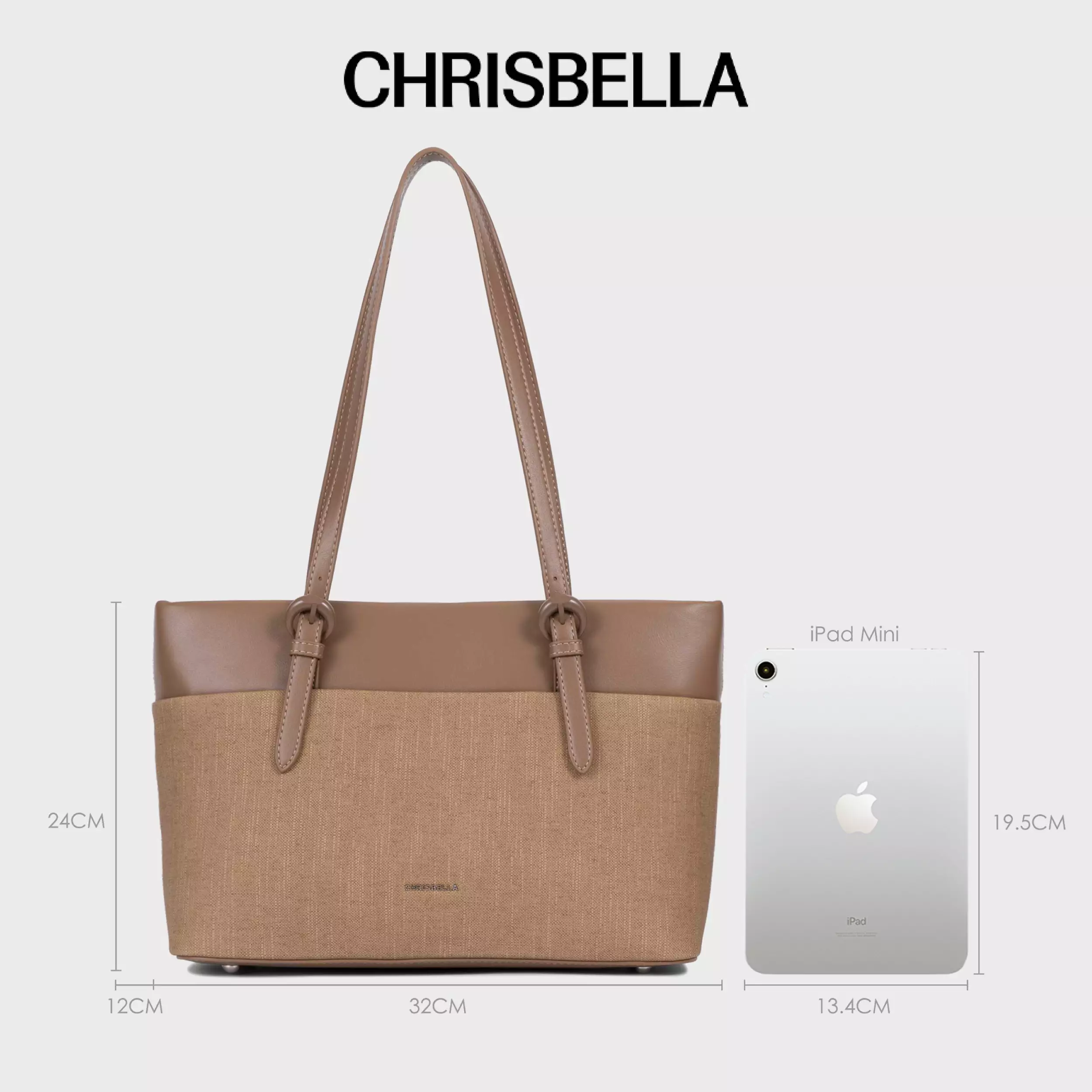 CHRISBELLA LENA WORK TOTE SET - KHAKI