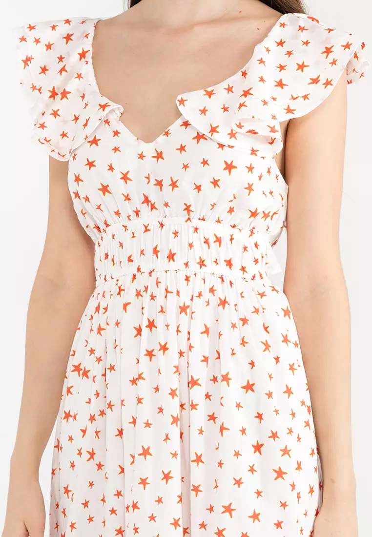 Ruffle Sleeve Midi Dress