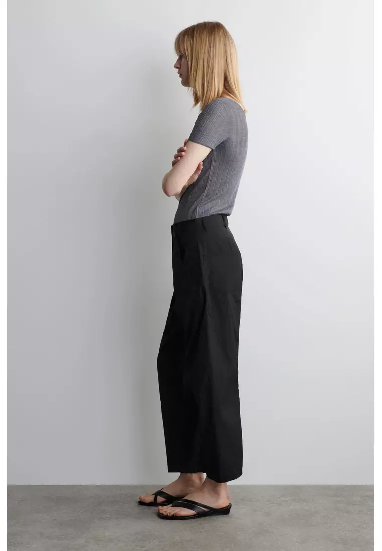 NYLON BARREL-LEG TROUSERS