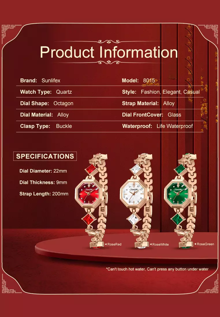 Jam Tangan Wanita 8015 Original Berlian Tali Gelang Korean Style Jam Tangan Cewek rosered