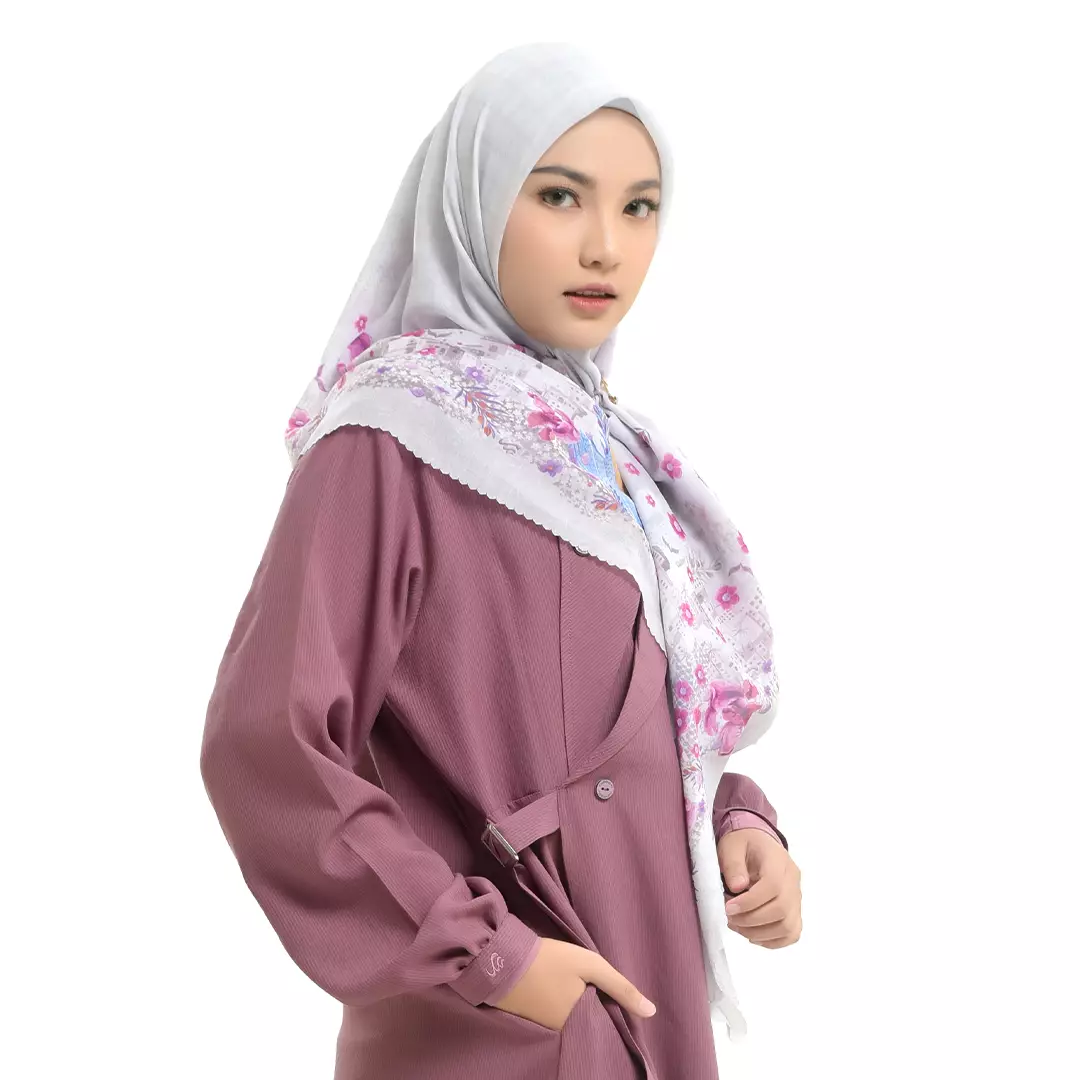 Rabbani - Kerudung Segi Empat Muslim Wanita Tetra Nazwah - Ash Grey
