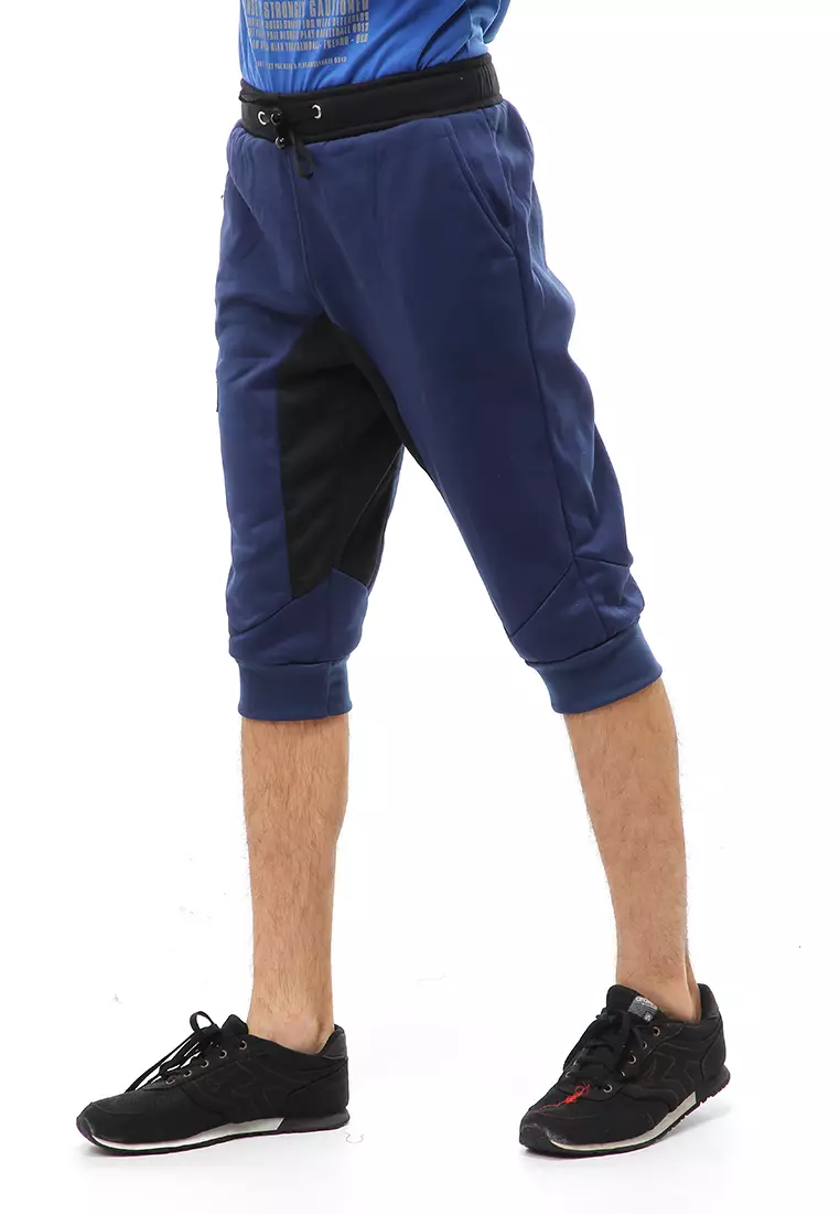 Rishham Short Pants Celana Jogger Pendek Pria Simple Design Material Baby Terry ORIGINAL - Navy