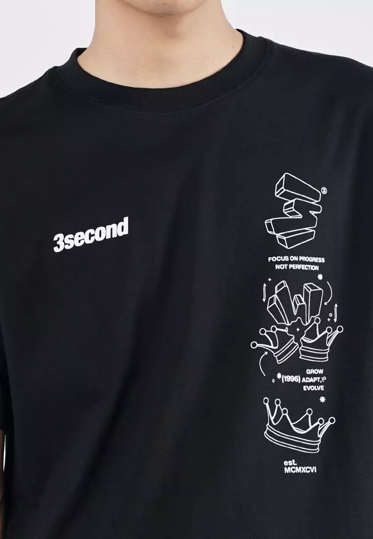 3Second Men's T-Shirt Short Sleeve Regular Fit Cotton King C081025