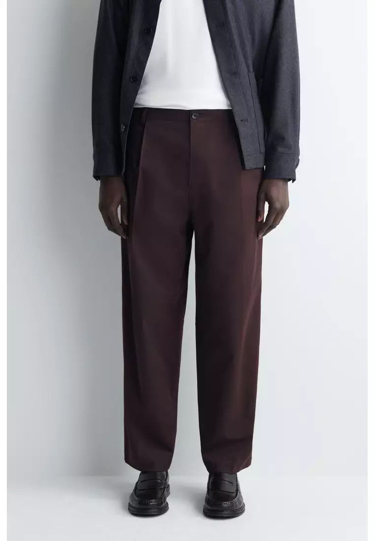 CROPPED COTTON RELAXED-FIT STRAIGHT-LEG TROUSERS