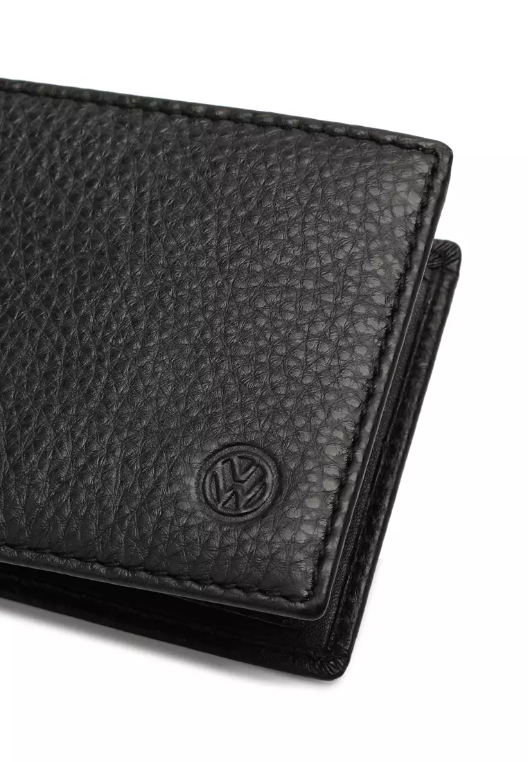 Men's RFID Bi Fold Genuine Leather Center Flap Short Wallet With Coin Compartment