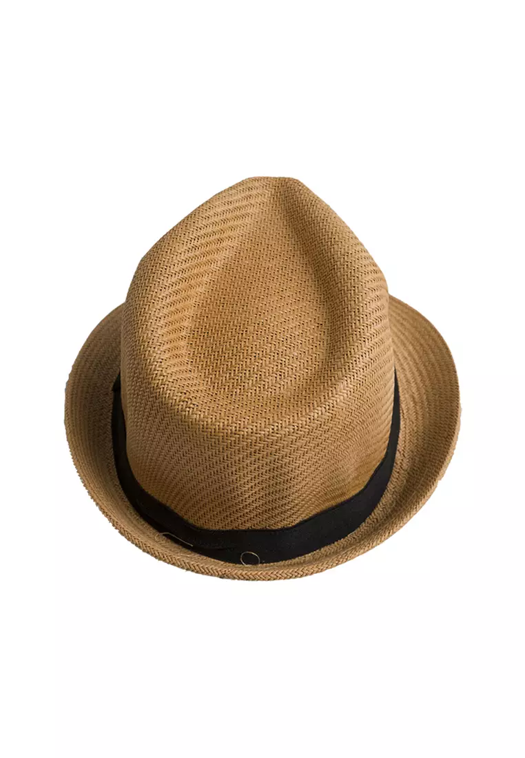Topi fedora cowboy hat fedora ratan dark brown houseofcuff