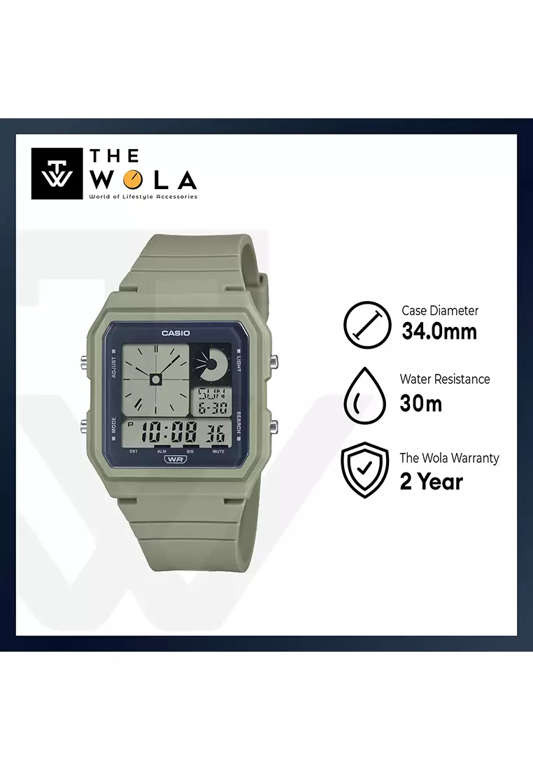 Pop Series LF-20W-3A Men's Digital Sports Watch with Green Resin Band