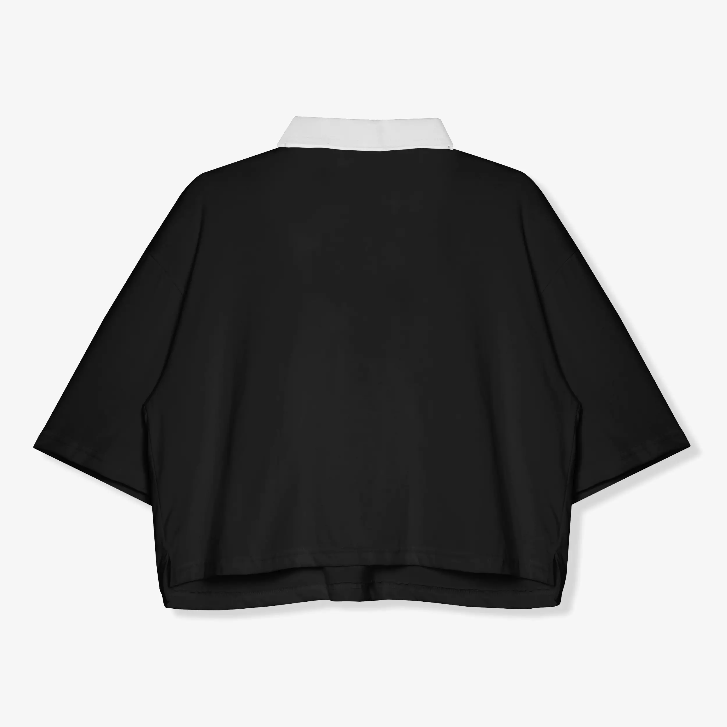 OOTDSUPPLY Oversize Polo Crop Shirt Underrated Black l Polo Crop Pria dan Wanita OVZ-CPS003