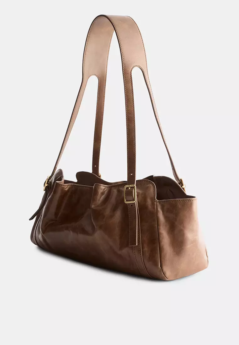 Low-Profile Leather Shoulder Bag