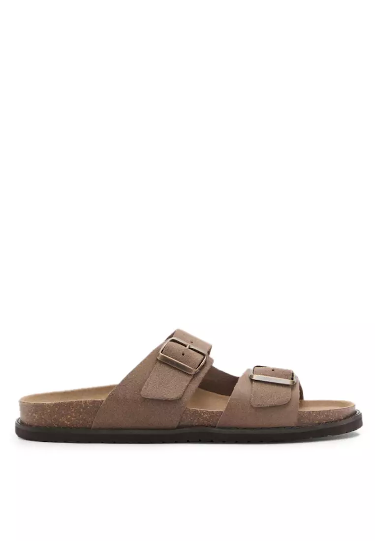 Discount on Mango Man  shoes - SKU: Split Leather Sandals With Buckle