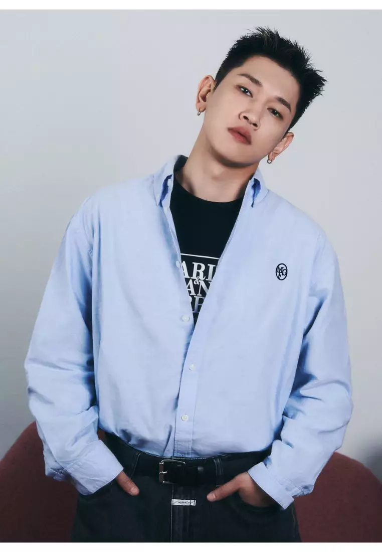 Embroidery Oxford Shirt Sky Blue