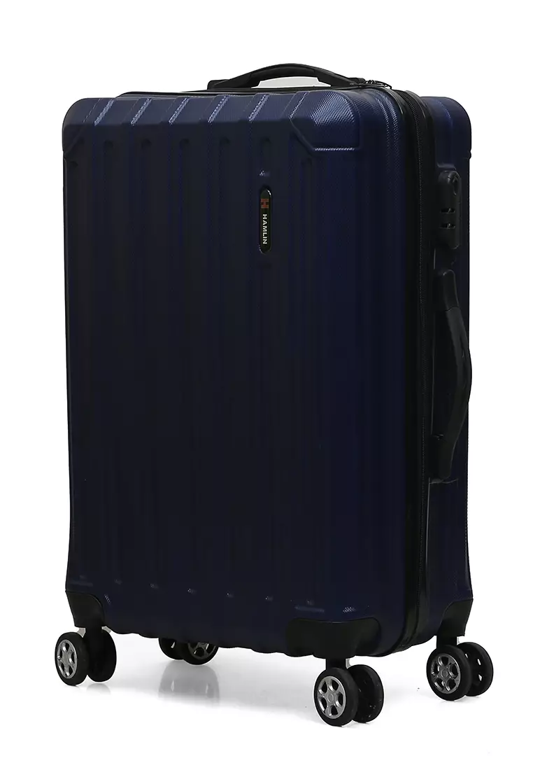 Isvara Tas Koper Hardcase Unisex One Set Suitcase Number Code Combination Lock Large Compartment Material ABS+PVC Coated ORIGINAL - Navy