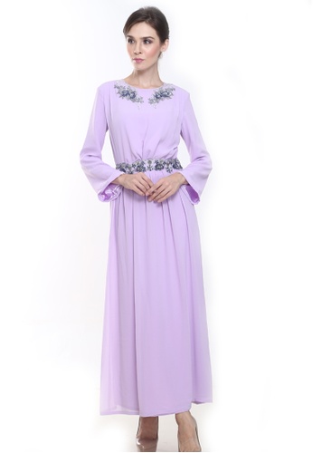 Buy Aisya Kurung Modern in Lilac Purple from Rina Nichie Couture in Purpleat Zalora