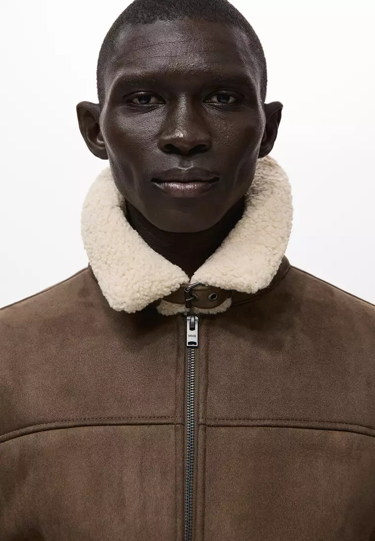 Faux-Shearling Suede Jacket