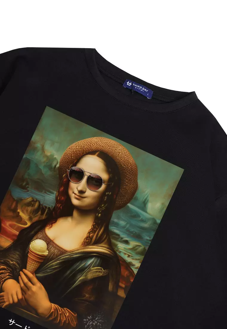 MTR01 kaos oversize vintage painting bahan tebal scuba "modern mona" hitam