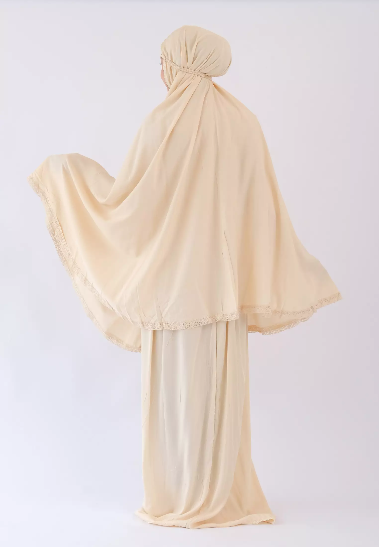 Cotton Bee - Mukena Dewasa List Renda - Yellow Cream