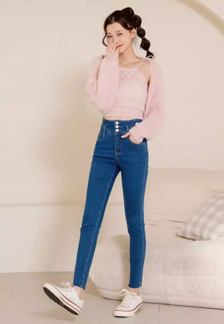 Two-Piece Knit Tie-Back Tank Top with Outer Layer [FA2887]