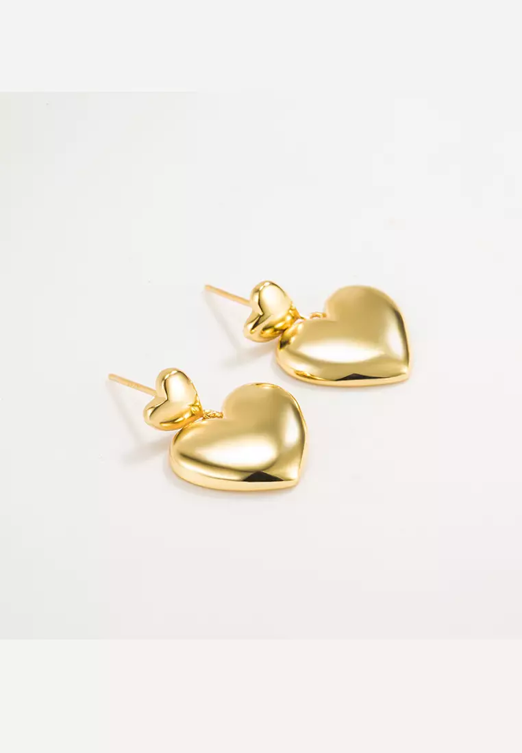 Buy HAPPY FRIDAYS 925 Silver Plated Gold Drop Heart Earrings JW HG