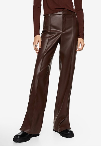 Mango brown Leather-Effect Straight Trousers 9ADA5AA2F7A1B3GS_1