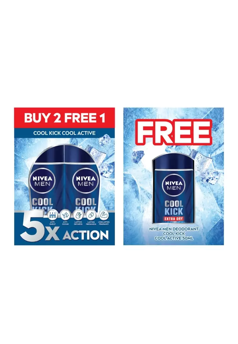 NIVEA MEN Deodorant Cool Kick Extra Dry Roll On 50ml/100ml/150ml