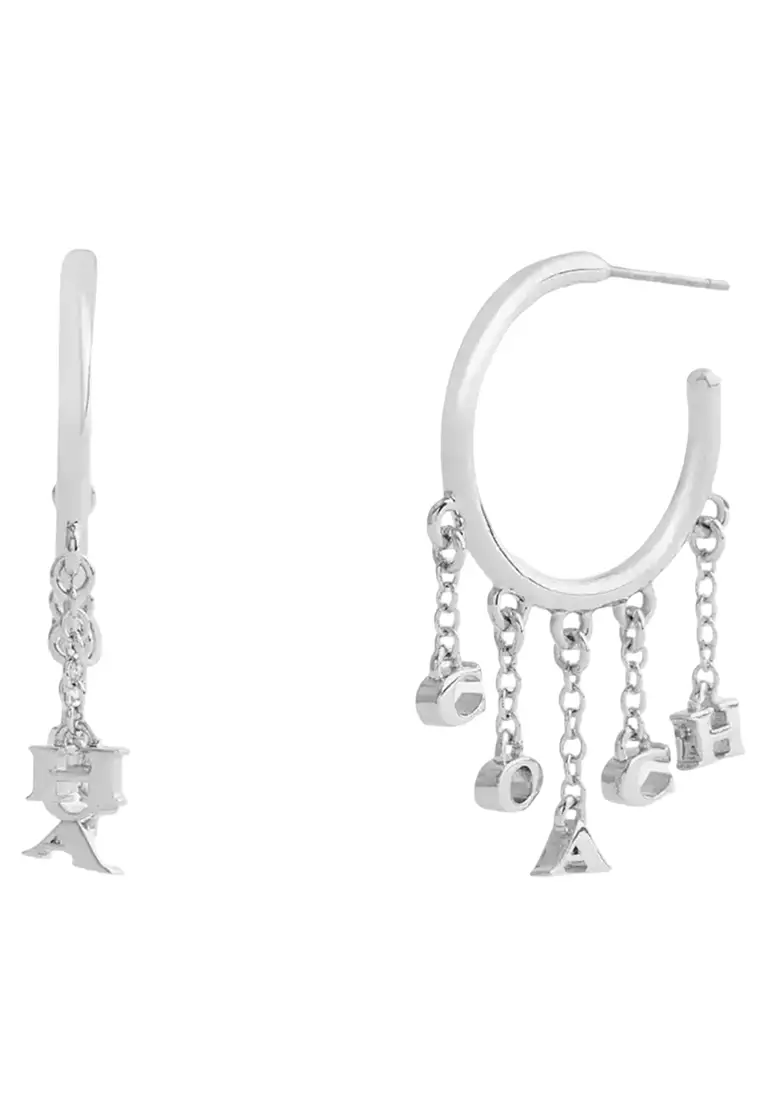 Charm Hoop Earrings - Silver CBW16