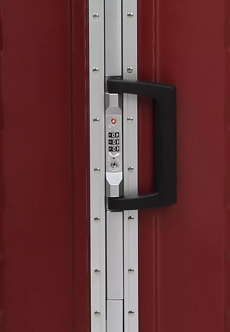 Pervaiz Koper Alumunium Frame Unisex Size 26 Inch TSA Lock System Suitcase Material Polycarbonate ORIGINAL - Red